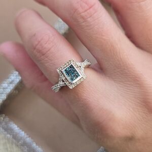10k White Gold Blue Diamond Ring